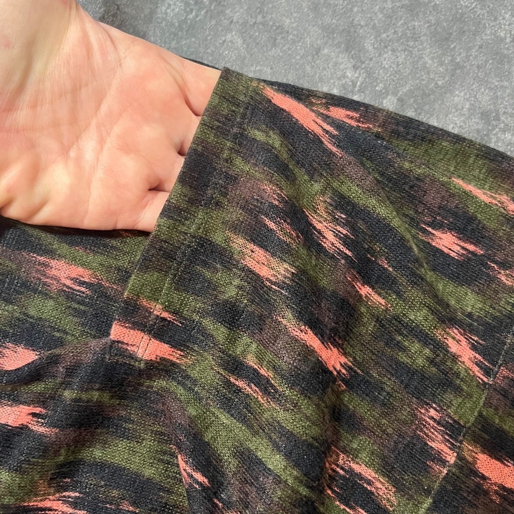 G by Giuliana Large Olive Green Coral Ikat Print Open Front Duster Cardigan - Picture 7 of 7